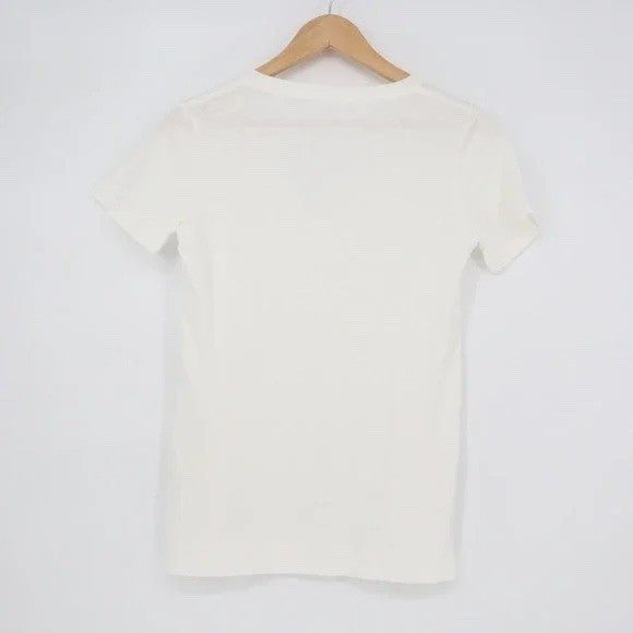 American Giant Premium Slub T-Shirt Womens M White Cotton V-Neck Short Sleeve
