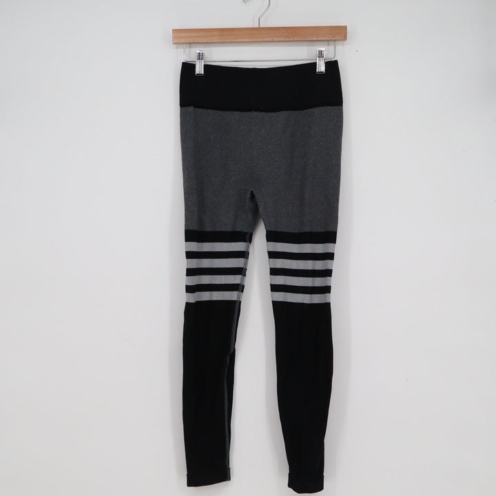 A AGROSTE Womens High Waist Seamless Leggings Black Grey Striped Activewear