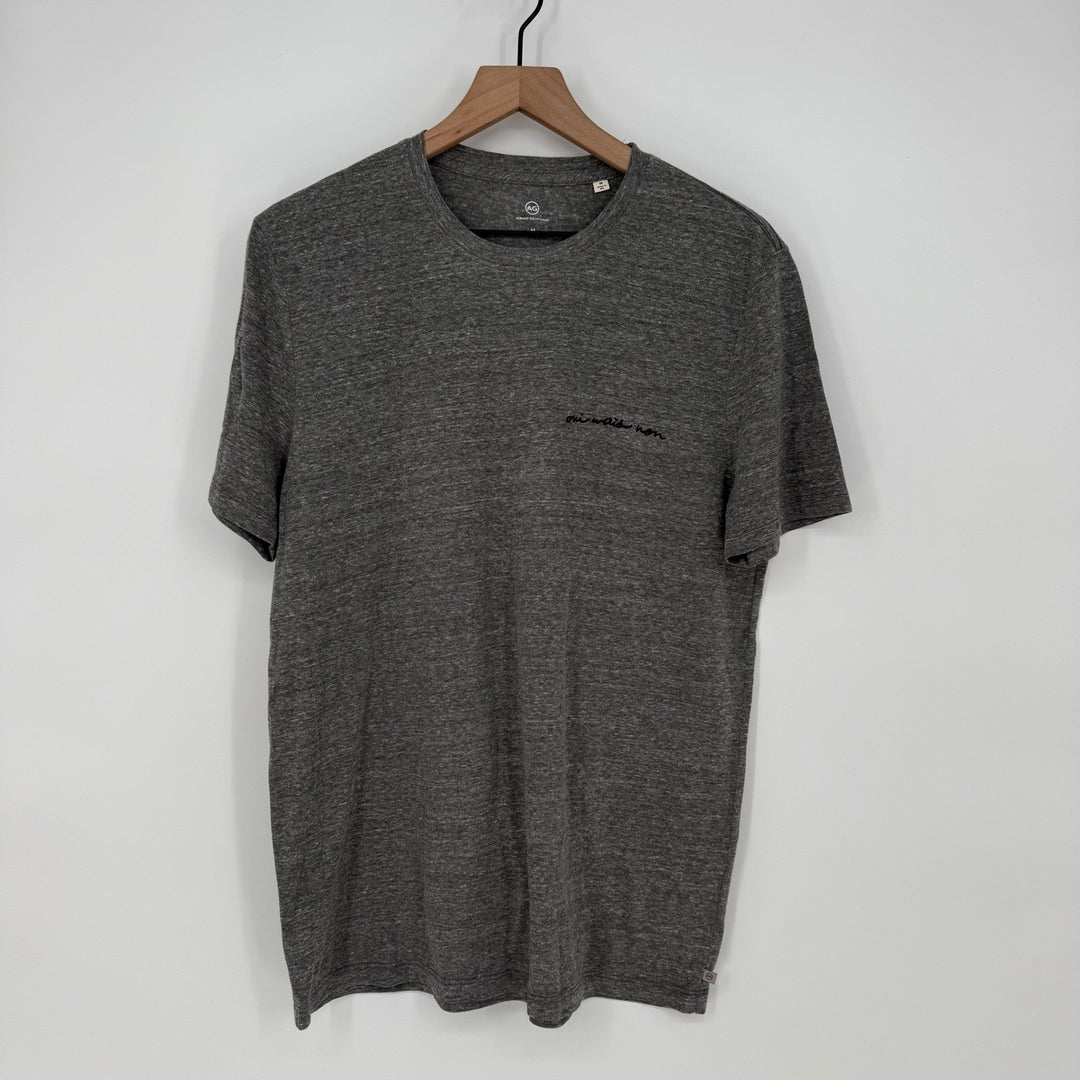 AG Adriano Goldschmied Mens T Shirt Medium Gray Oui Mais Non Embroidered