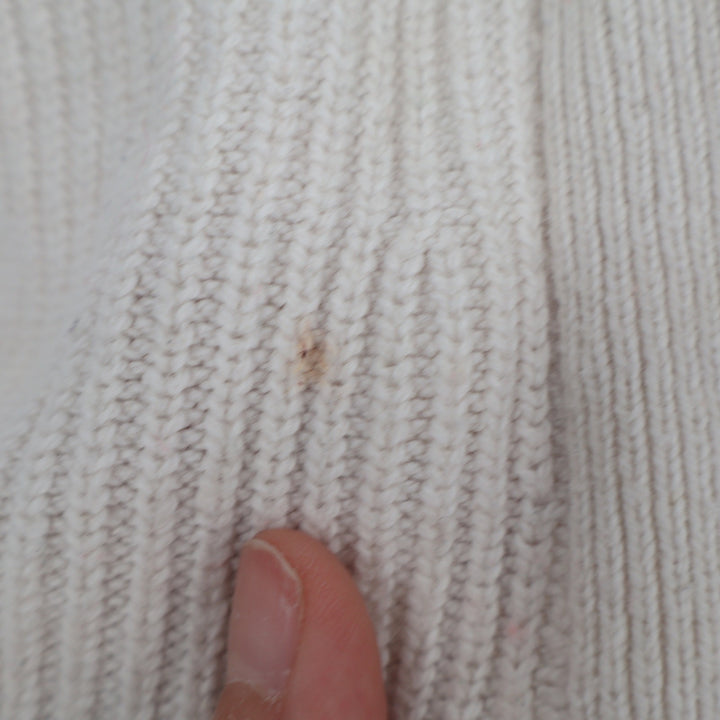 LOFT Womens Ribbed Open Front Cardigan Sweater Cream Ivory Cotton Wool Blend M