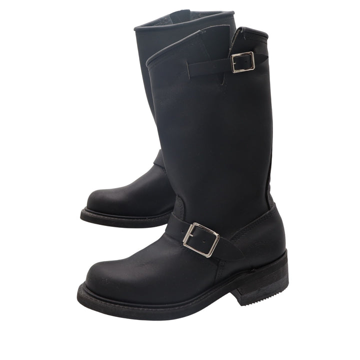 Carolina Motorcycle Womens US 7 Black Leather Round Toe Mid Calf Biker Boots