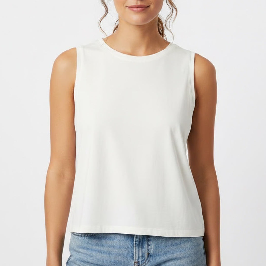 All In Motion Crop Tank Top Womens White Knit Round Neck Yoga Running Activewear