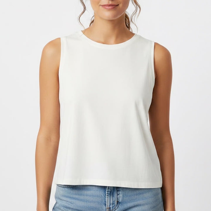 All In Motion Crop Tank Top Womens White Knit Round Neck Yoga Running Activewear