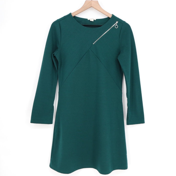 O'Stin Sheath Dress Womens M Sage Grees Asymmetrical Shoulder Zip Long Sleeve