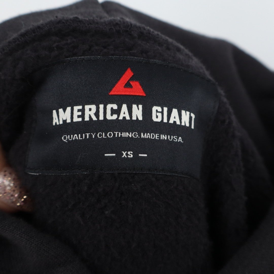 American Giant Hoodie Womens XS Black Cotton Kangaroo Pocket Trademark Logo