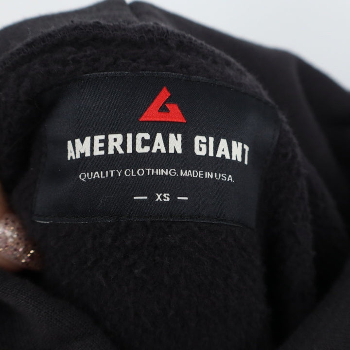 American Giant Hoodie Womens XS Black Cotton Kangaroo Pocket Trademark Logo
