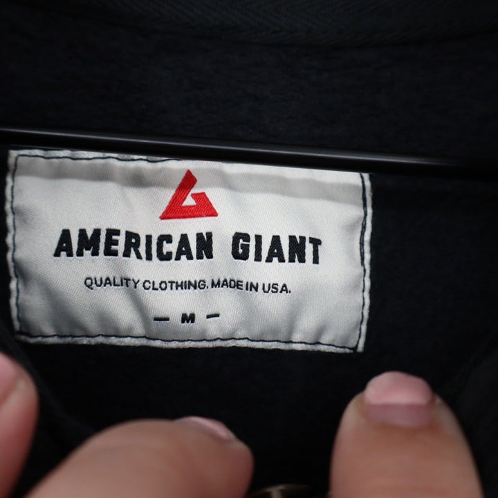 American Giant Full Zip Hoodie Black Cotton Made in USA Mens Medium Casual