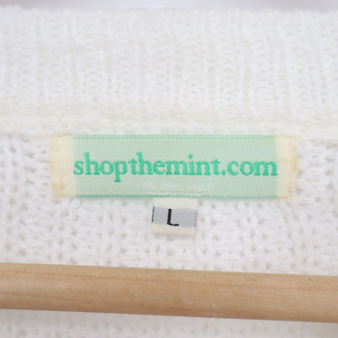 Shop the Mint Sweater Women Large Multi Striped Shaker-Stitch Knit Drop Shoulder