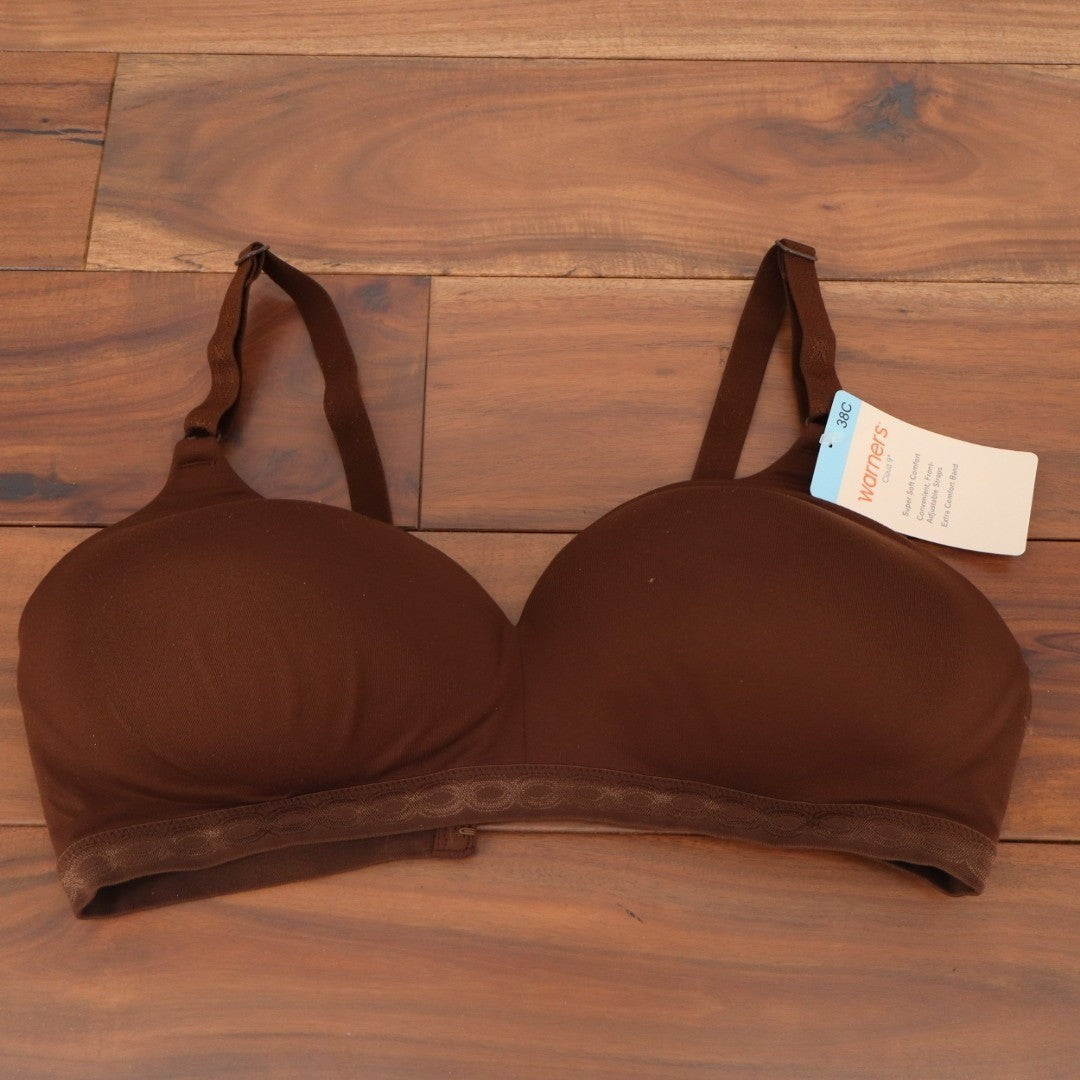 Warner's Cloud 9 Contour Bra Womens 38C Brown Stretch Adjustable Strap Wirefree