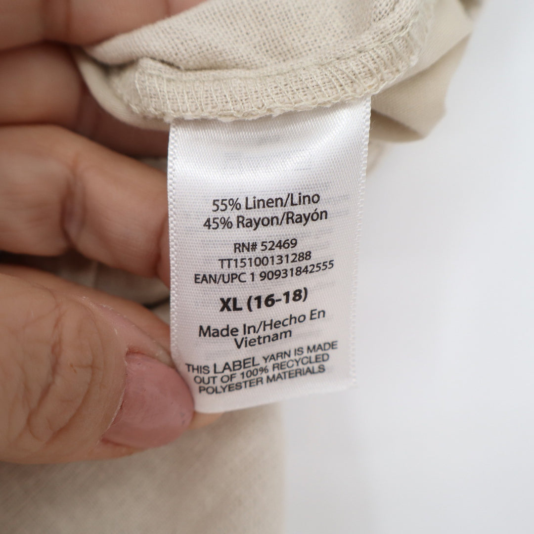 Time and Tru Womens XL Beige Linen Blend Cargo Pants Elastic Waist