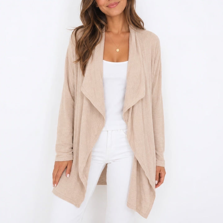 Cynthia Rowley Tan Beige Cotton Cashmere Draped Open Front Cardigan Medium
