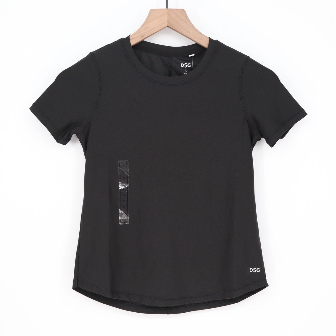 DSG Girls Movement Tee Pure Black Short Sleeve Athletic Shirt S 8-9