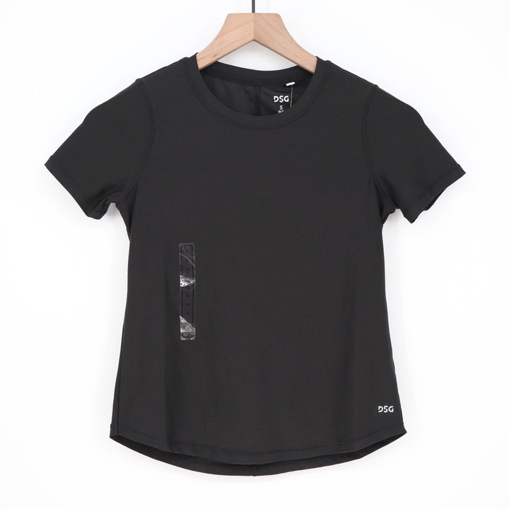 DSG Girls Movement Tee Pure Black Short Sleeve Athletic Shirt S 8-9