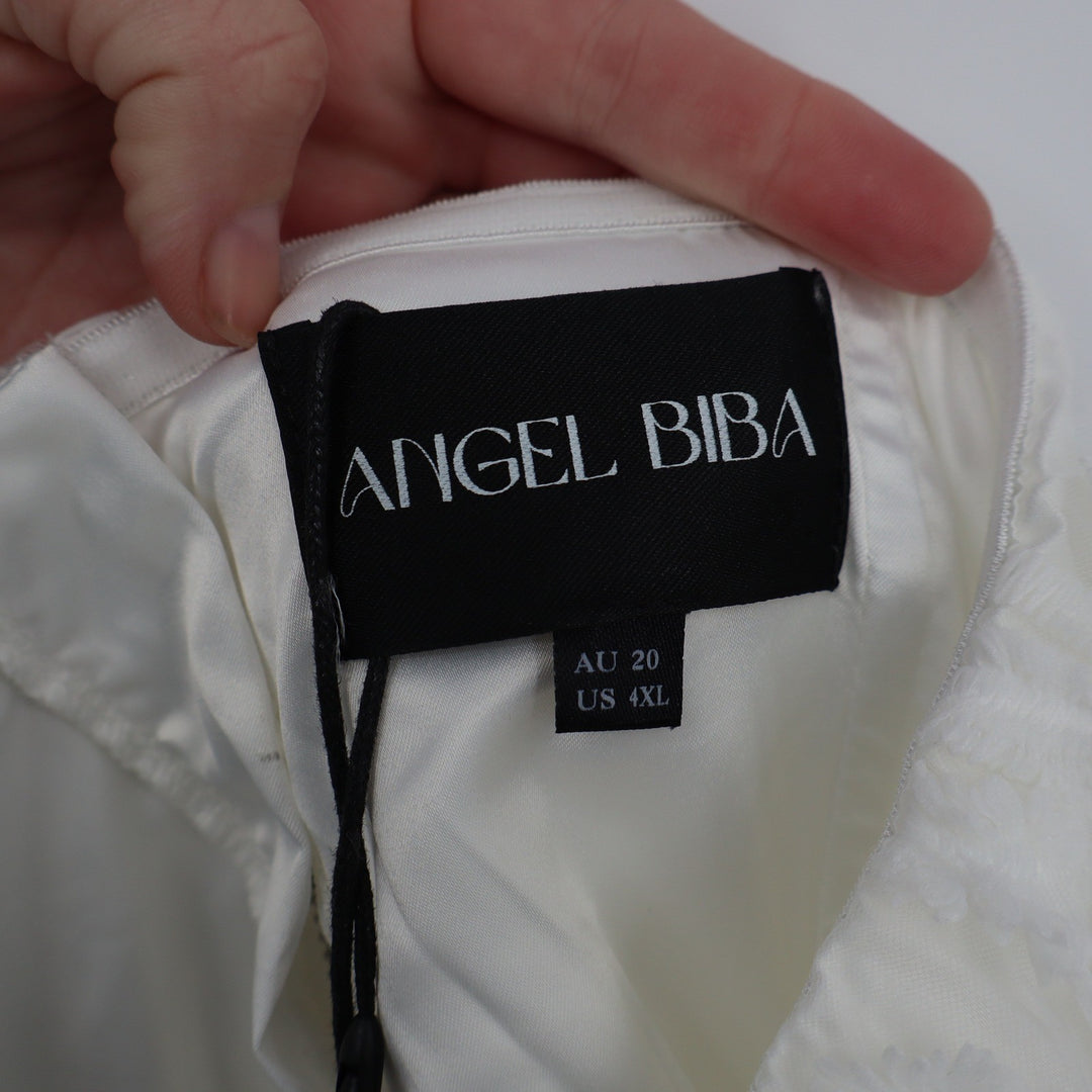 Showpo Angel Biba Rheiva White 3D Floral Embroidery Strapless Mini Dress 20 4XL