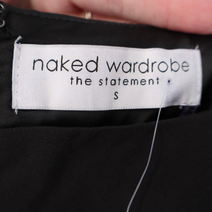Naked Wardrobe The Statement Black Puff Sleeve Crop Top NWSP20-T19 Small