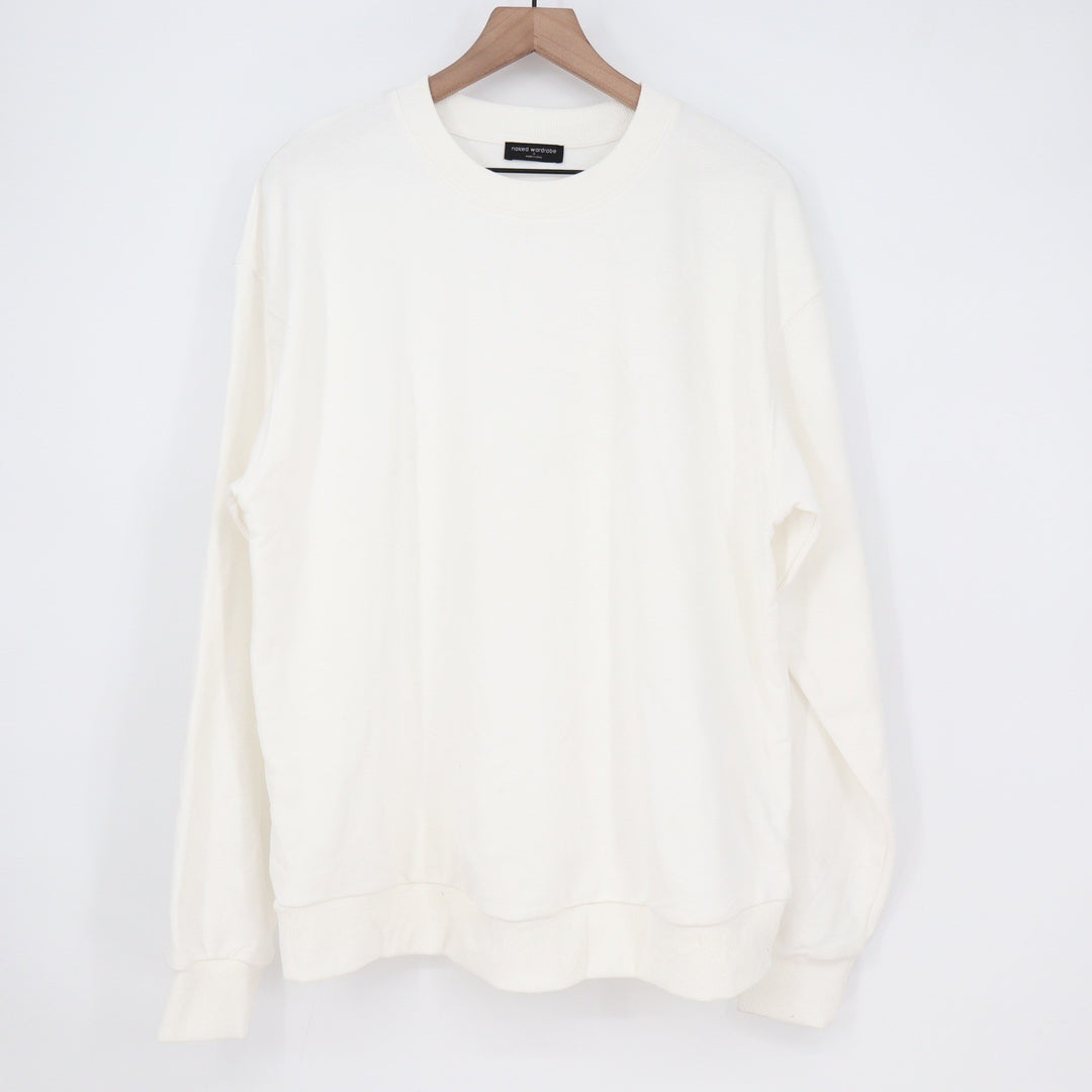 Naked Wardrobe Womens 1X Off White Cream Crewneck Sweatshirt Oversized