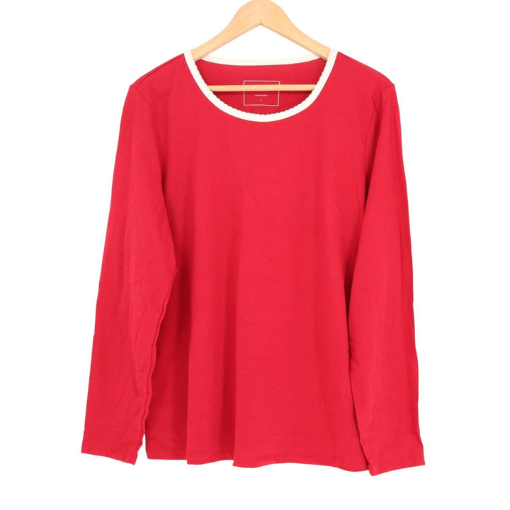 Charter Club Intimates Pajama Top Womens Large Red Cotton Scoop Neck Sleep Wear