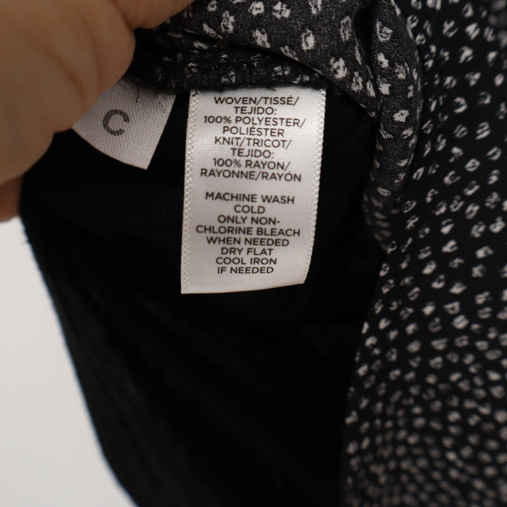Ann Taylor LOFT Womens Medium Black White Micro Print Mixed Media Sleeveless Top