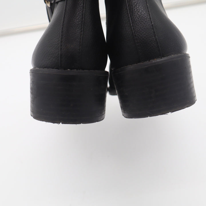 Anne Klein Aklaconte Black Leather Ankle Boots Womens 10M Block Heel