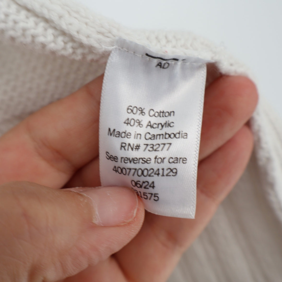 Sonoma Goods For Life Cardigan Sweater Womens M White Knit Open Front Pockets