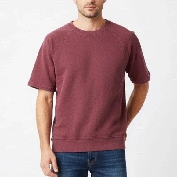 American Giant Burgundy Red Short Sleeve Sweatshirt Crewneck Tee Made in USA M