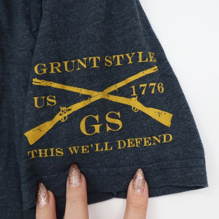 Grunt Style Whiskey Helps T-Shirt Mens Medium Midnight Navy Cotton Crew Neck