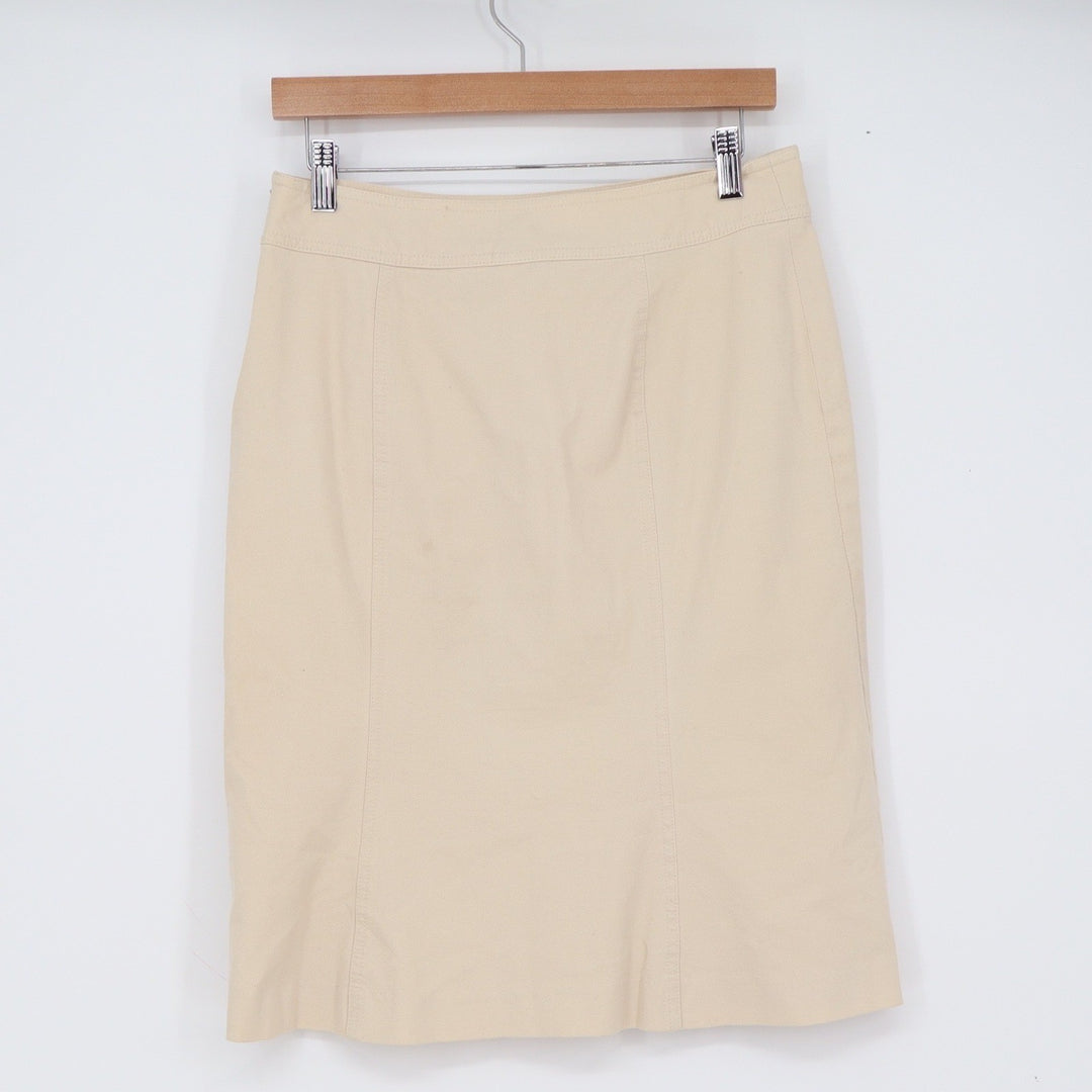 Gap Skirt Womens 6 Pencil Beige Cotton Stretch Knee Length Side Zip Good