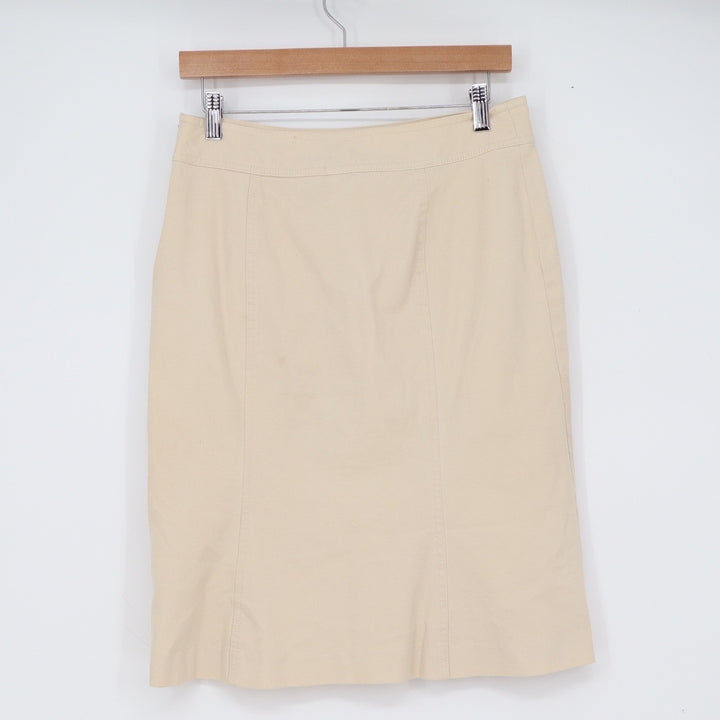 Gap Skirt Womens 6 Pencil Beige Cotton Stretch Knee Length Side Zip Good