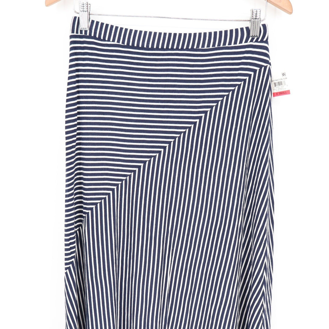 Style & Co Womens Navy White Spliced Stripe Maxi Skirt XS