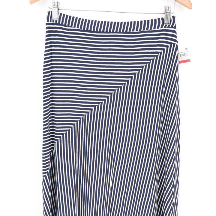 Style & Co Womens Navy White Spliced Stripe Maxi Skirt XS