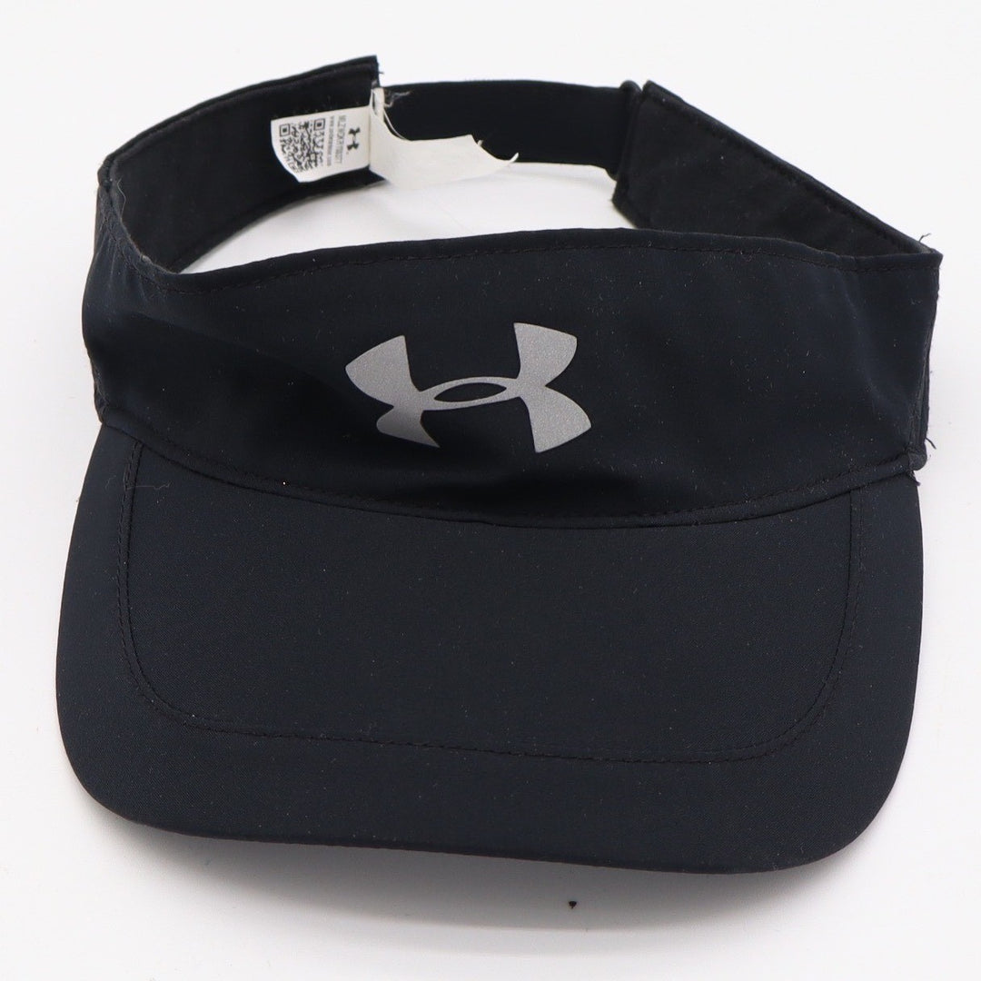 Under Armour Womens Play Up Visor Black Silver Logo OSFA Activewear Hat