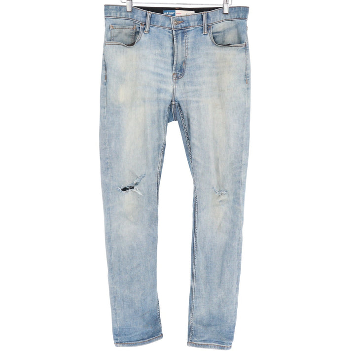Old Navy 360 Degree Stretch Slim Jeans Mens 34x32 Light Wash Distressed Blue