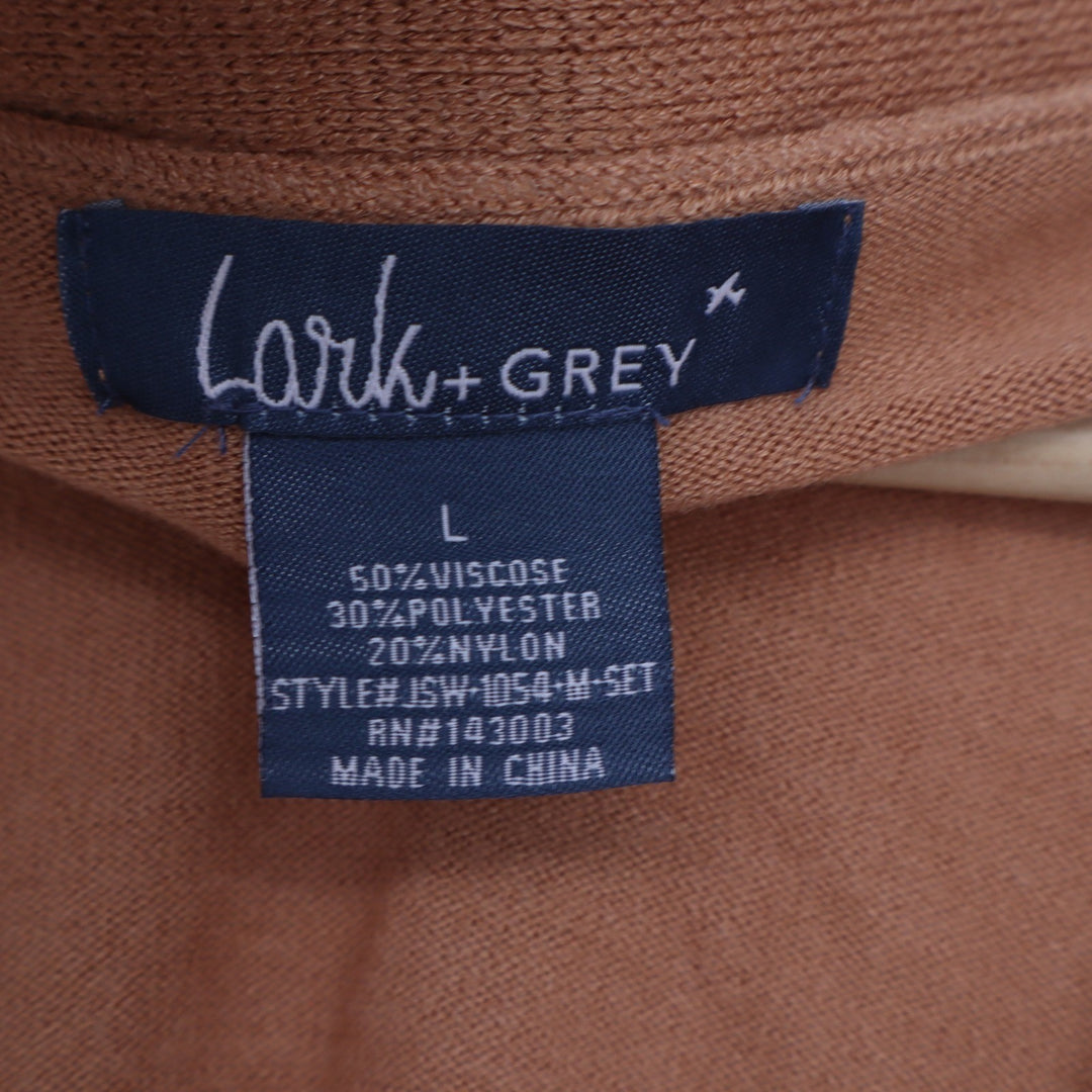 Lark & Grey Tan V-Neck Button Front Cardigan Sweater Large