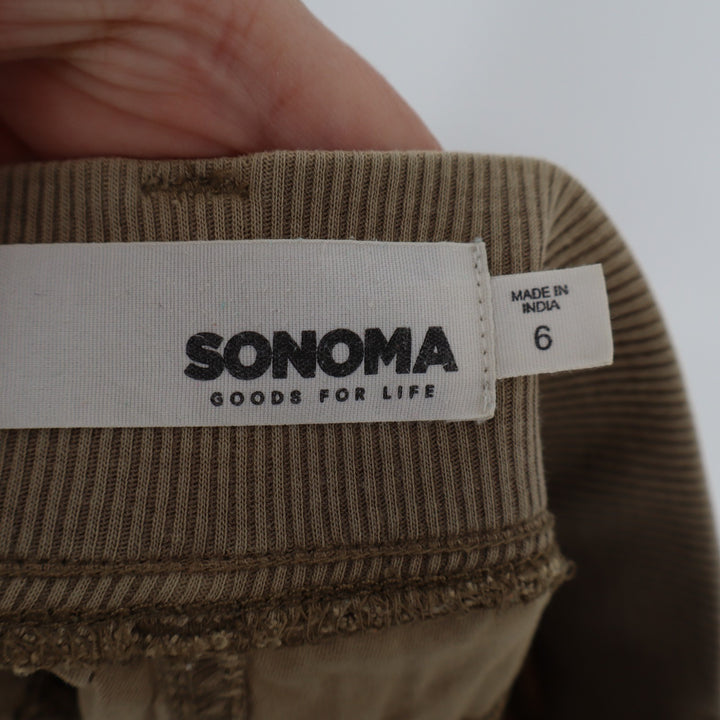 Sonoma Goods For Life Utility Shorts Womens 6 Khaki Cotton Stretch Cargo Pockets
