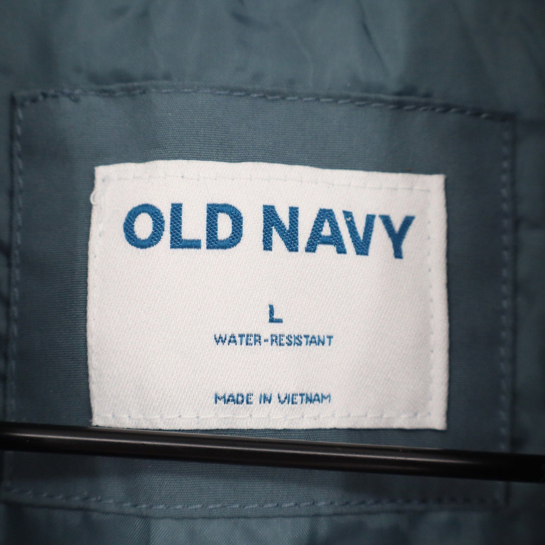 Old Navy Mens Water Resistant Bomber Jacket Teal Blue Size L Full Zip