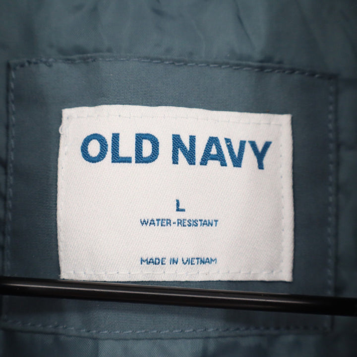 Old Navy Mens Water Resistant Bomber Jacket Teal Blue Size L Full Zip