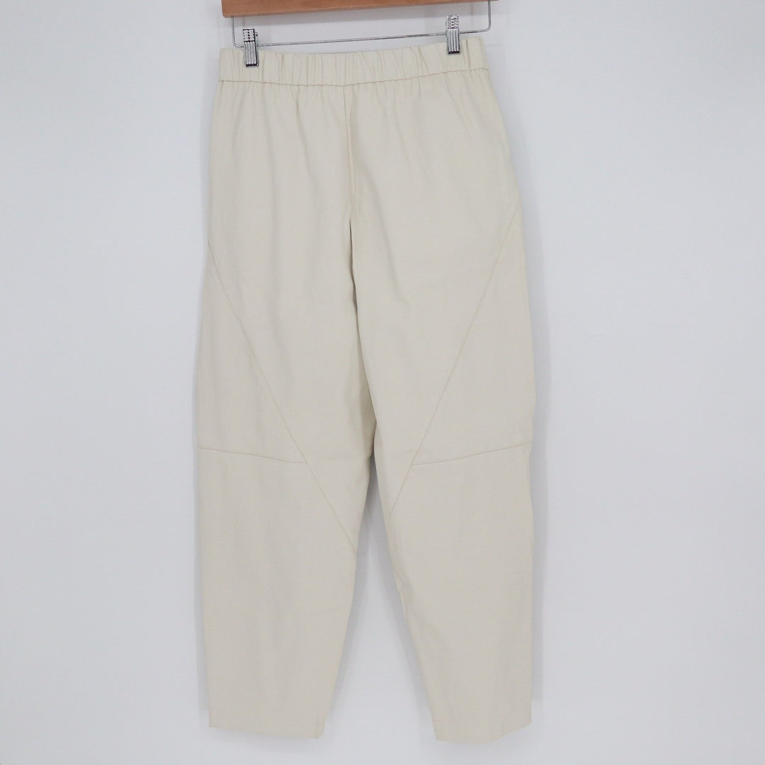 Zara Cream Faux Leather Tapered Elastic Waist Pants Womens Medium Off White