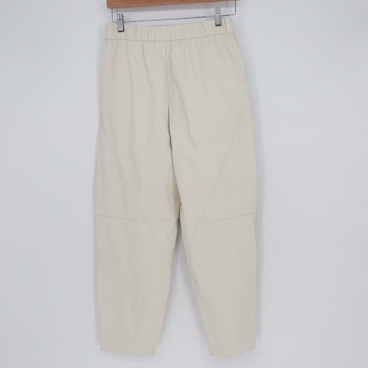 Zara Cream Faux Leather Tapered Elastic Waist Pants Womens Medium Off White