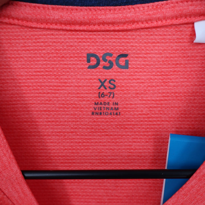 DSG Boys XS 6-7 Pieced Graphic Movement Tee Cabana Coral Navy Basketball 1989