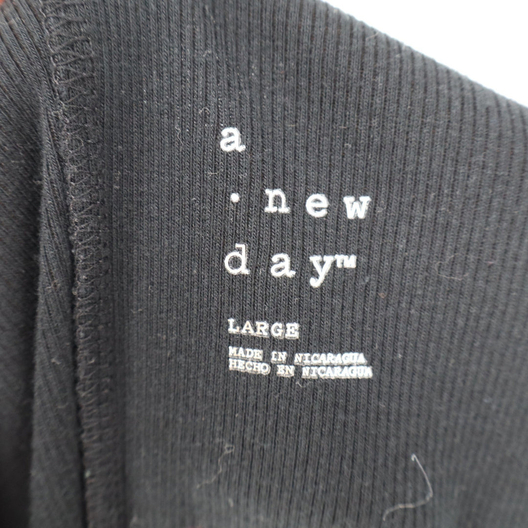 A New Day Black Ribbed Knit Sleeveless Bodycon Mini Tank Dress Large