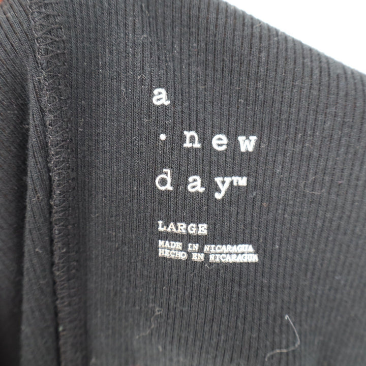 A New Day Black Ribbed Knit Sleeveless Bodycon Mini Tank Dress Large