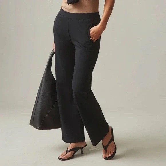 American Giant Ponte Straight Pants Womens Small Black Cotton Logo Relaxed Fit