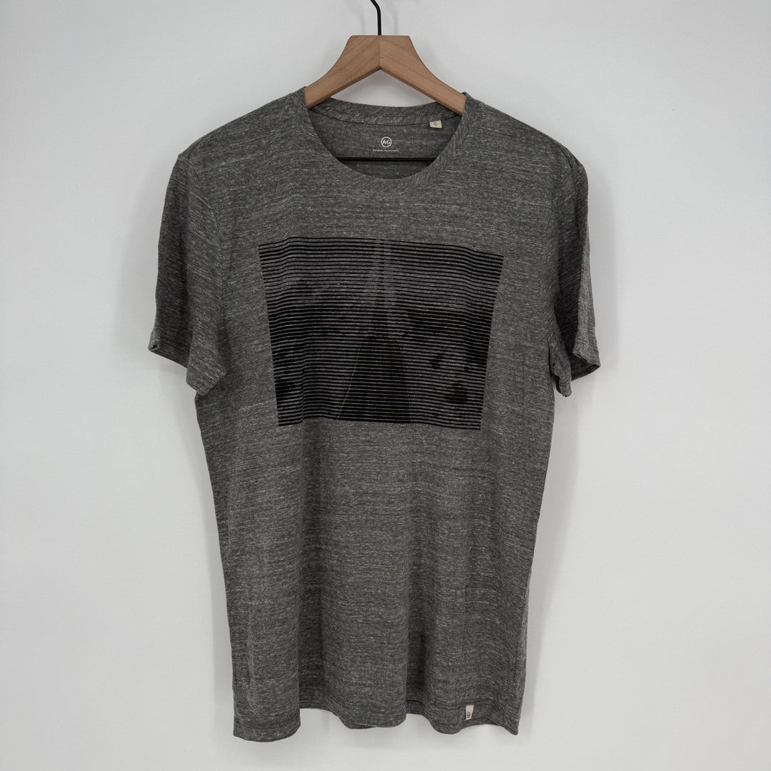 AG Adriano Goldschmied Mens T Shirt Gray Graphic Print Short Sleeve Size M