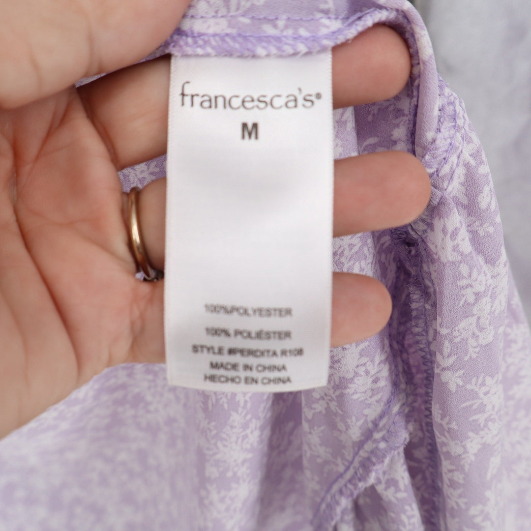 Audrey Parks Francescas Perdita Lavender Floral Smocked High Low Maxi Dress M