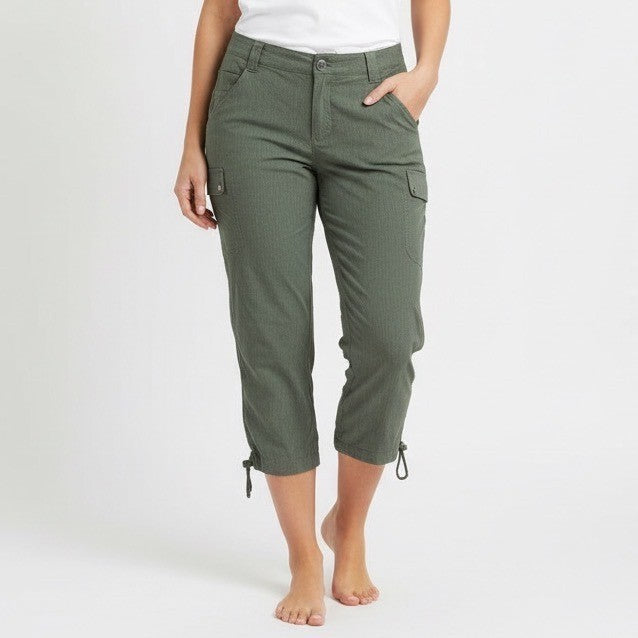 Eddie Bauer Utility Cargo Pants Women's T14 Olive Green stretch Straight Leg