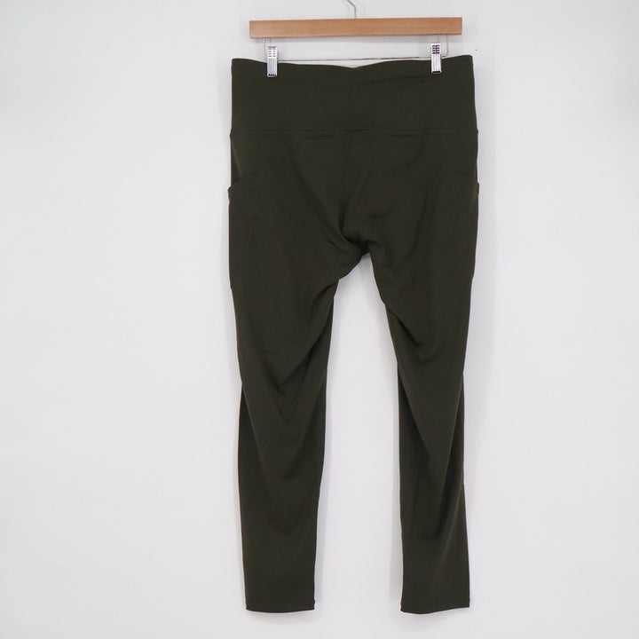 Unbranded Womens XL Olive Green High Waisted Athletic Leggings with Side Pockets