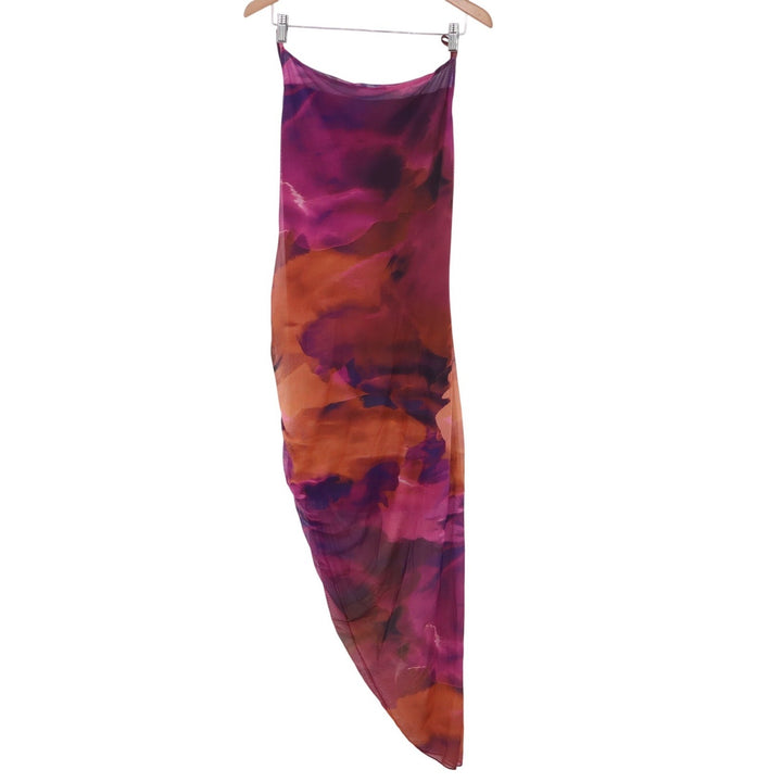 SHEIN Dress Womens XL Abstract Watercolor Purple Mesh Asymmetrical Excellent