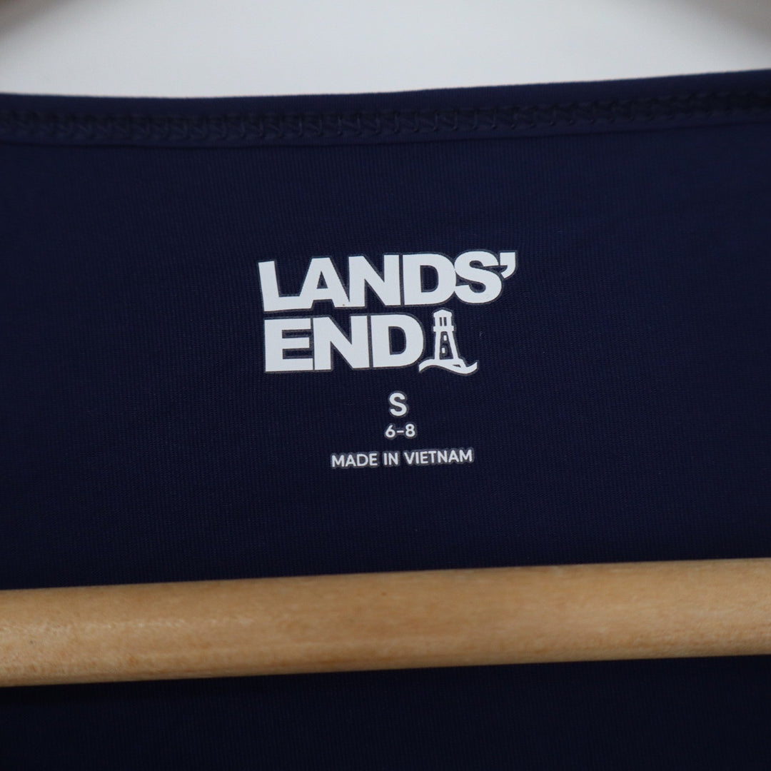 Lands End Women's Small Navy Blue Long Sleeve Crew Neck Nylon Spandex Top
