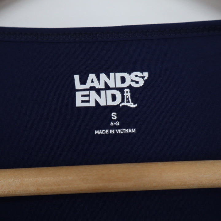 Lands End Women's Small Navy Blue Long Sleeve Crew Neck Nylon Spandex Top