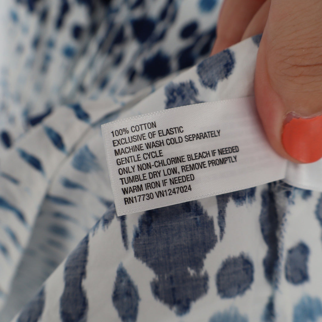 Universal Thread Blue White Ikat Smocked Maxi Dress Medium Cotton Boho Tie Front